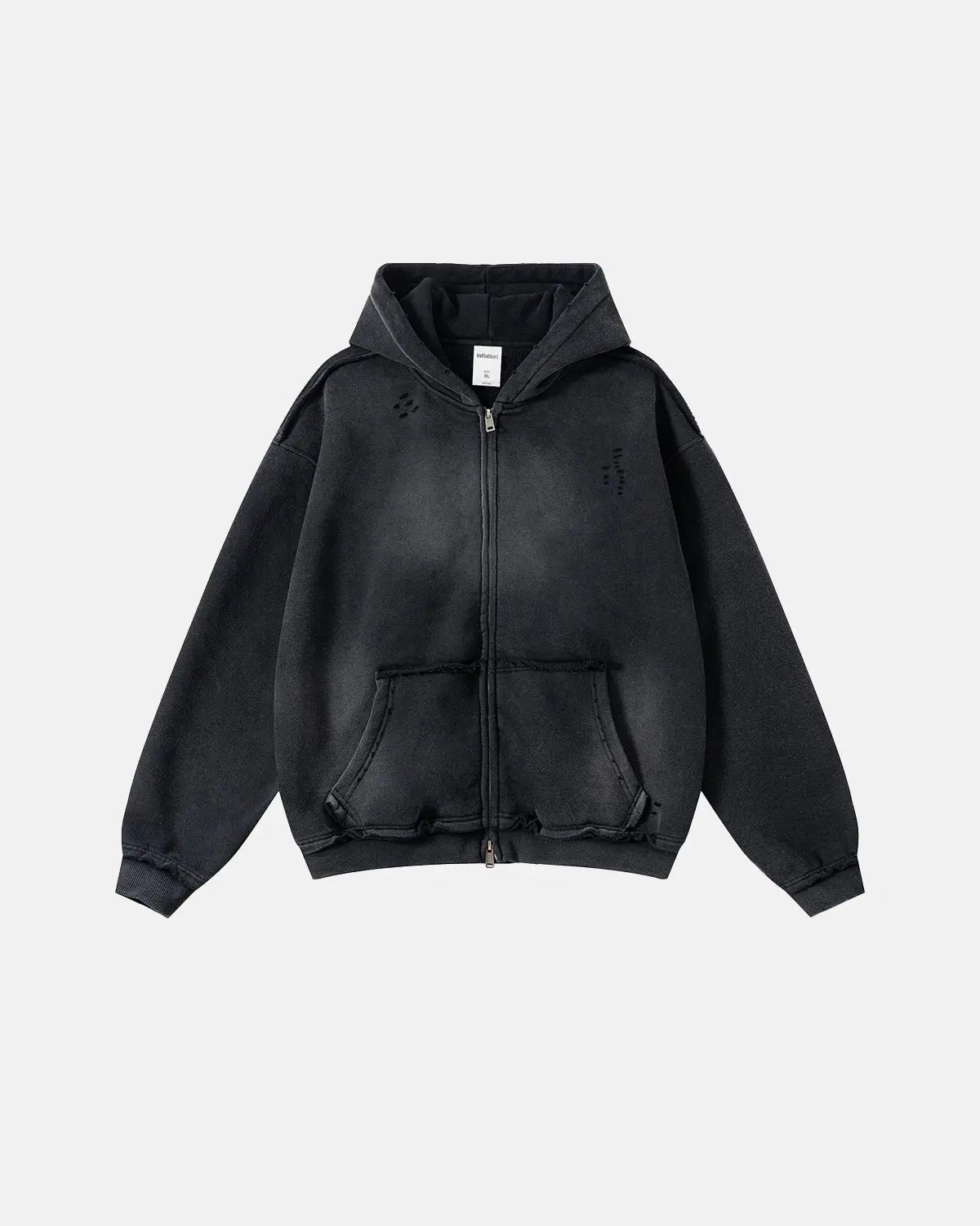 Monkey Wash Ripped Zip Up Hoodies | Flation Streetwear