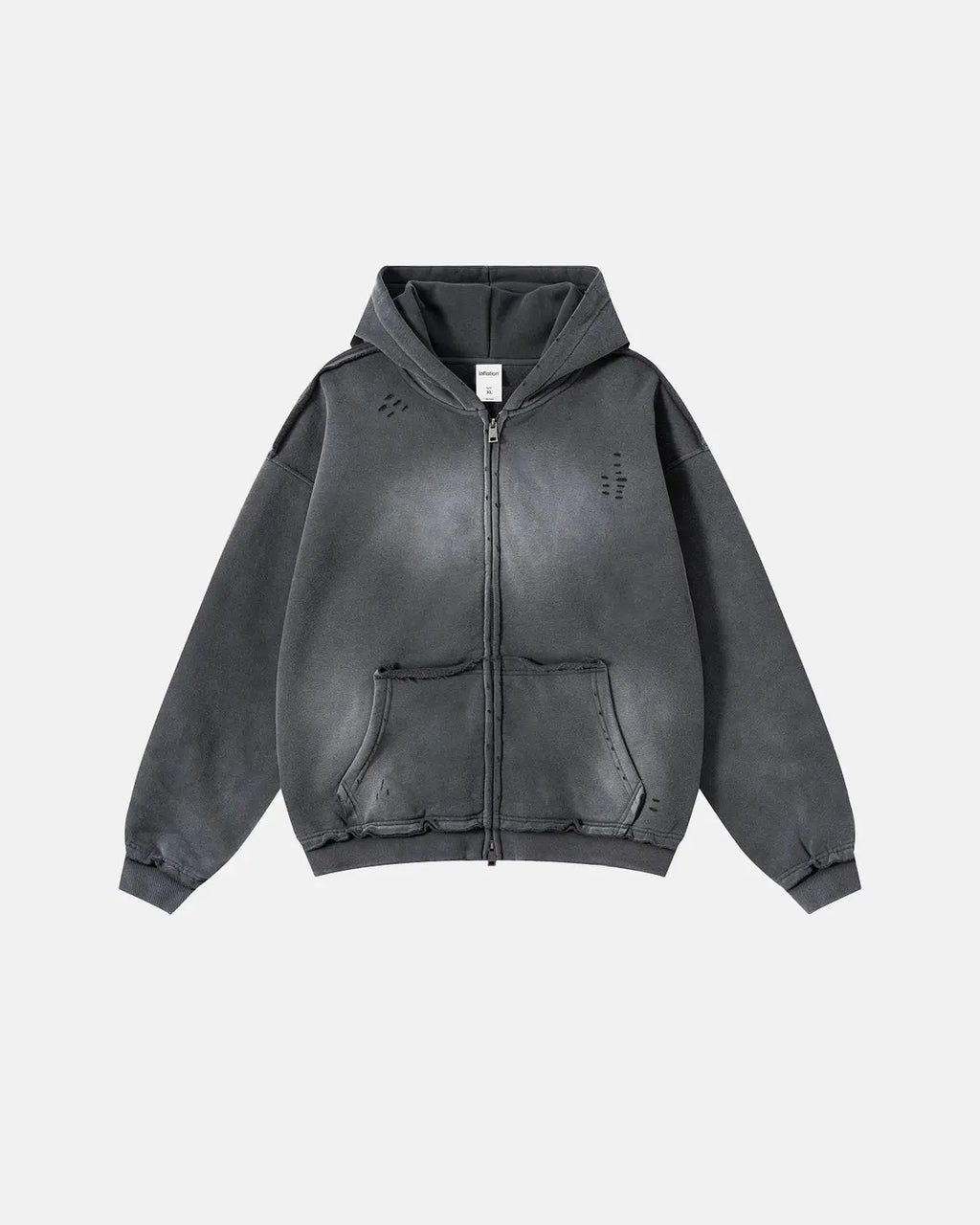 Monkey Wash Ripped Zip Up Hoodies | Flation Streetwear