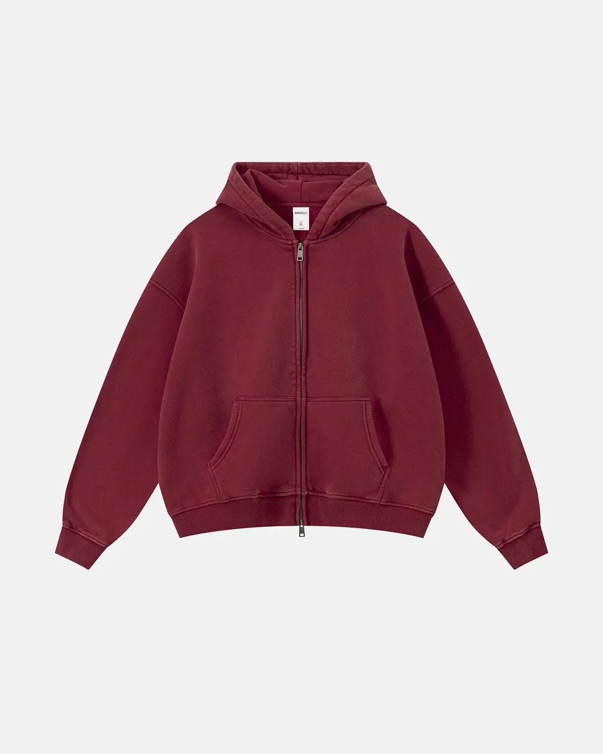 Vintage Washed Fleece Boxy Zip Hoodie | Flation Streetwear