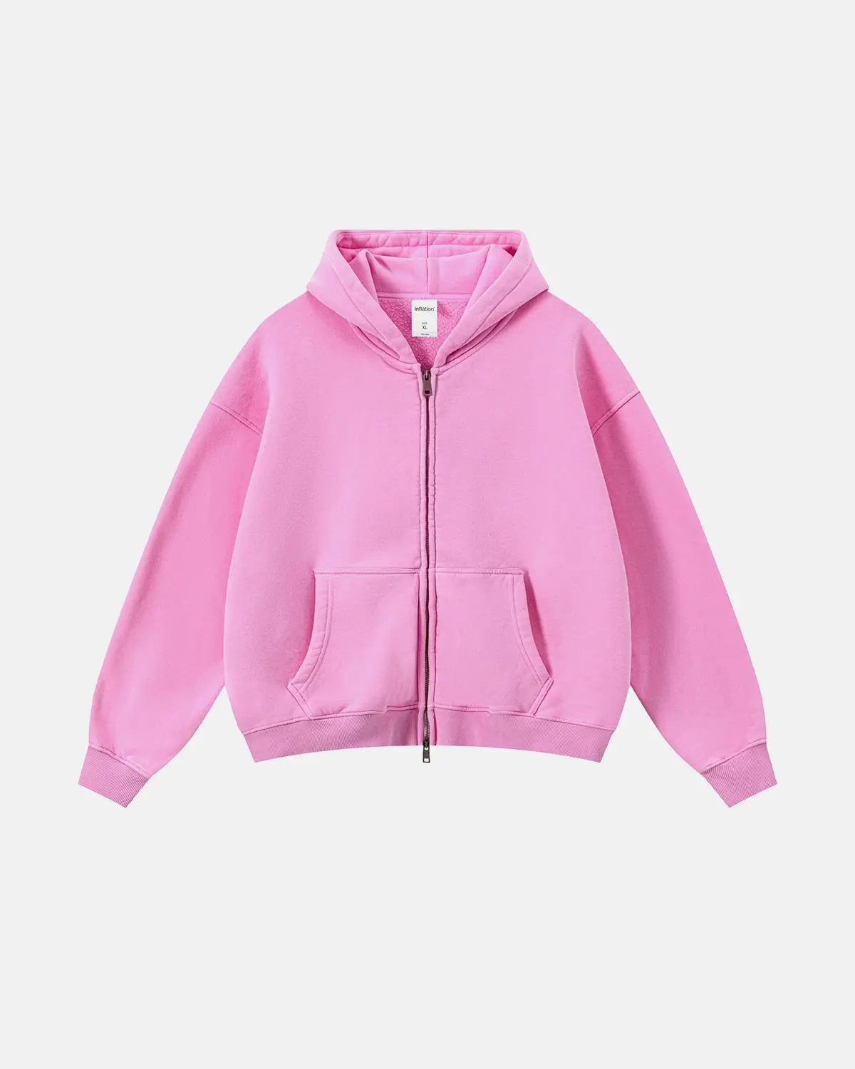 Vintage Washed Fleece Boxy Zip Hoodie | Flation Streetwear