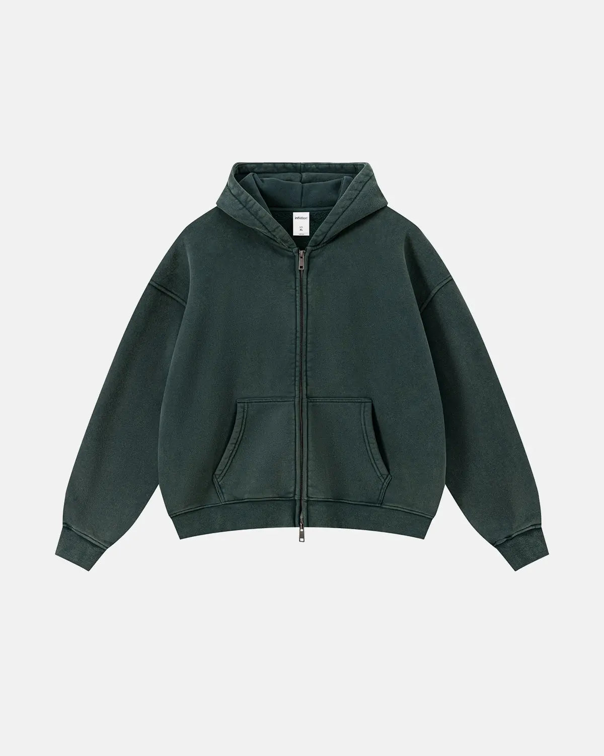 Vintage Washed Fleece Boxy Zip Hoodie | Flation Streetwear