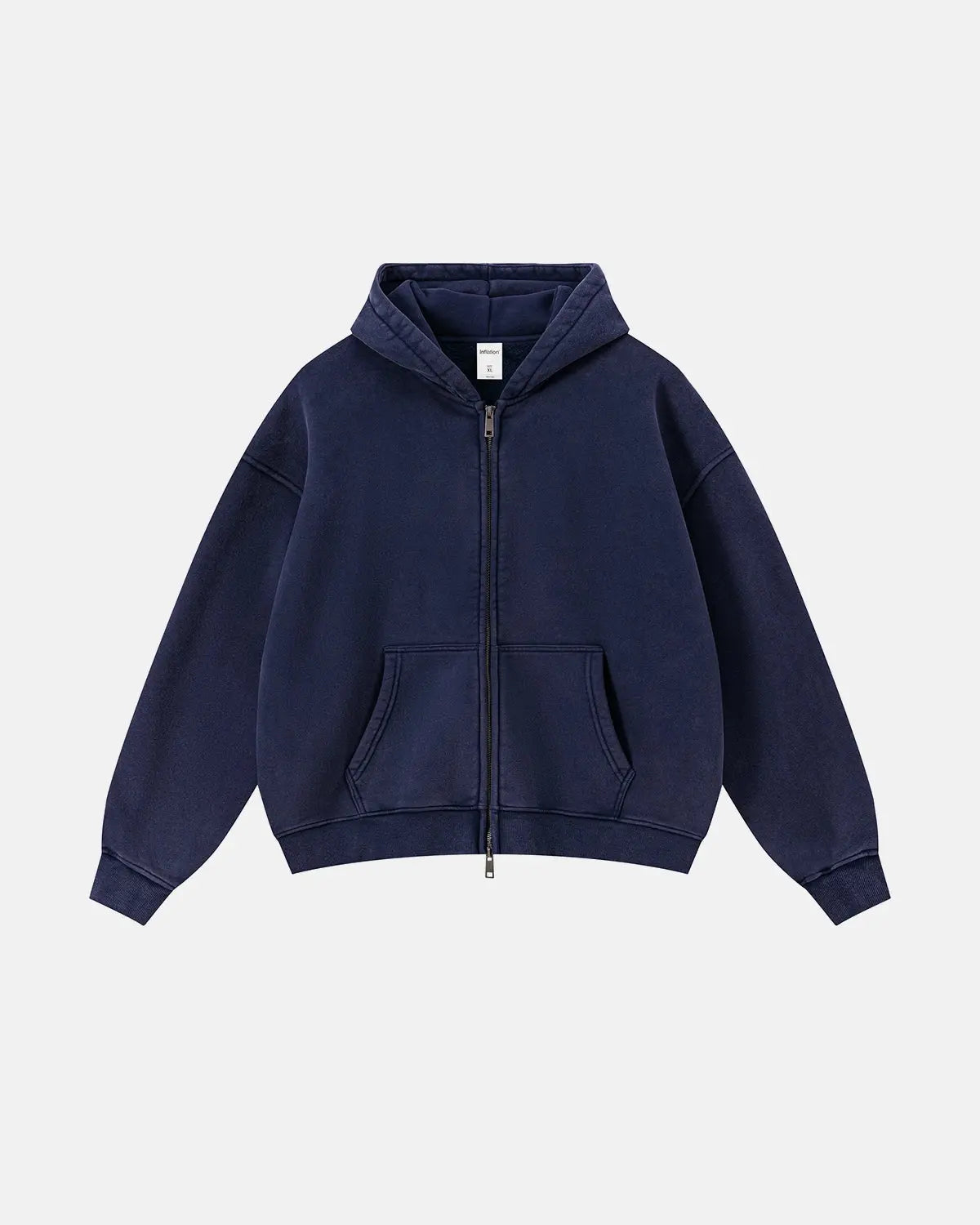Vintage Washed Fleece Boxy Zip Hoodie | Flation Streetwear