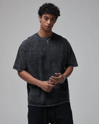 Mock Neck Wax Washed T-Shirt | Flation Streetwear