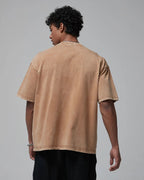 Mock Neck Wax Washed T-Shirt | Flation Streetwear