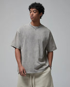 Mock Neck Wax Washed T-Shirt | Flation Streetwear