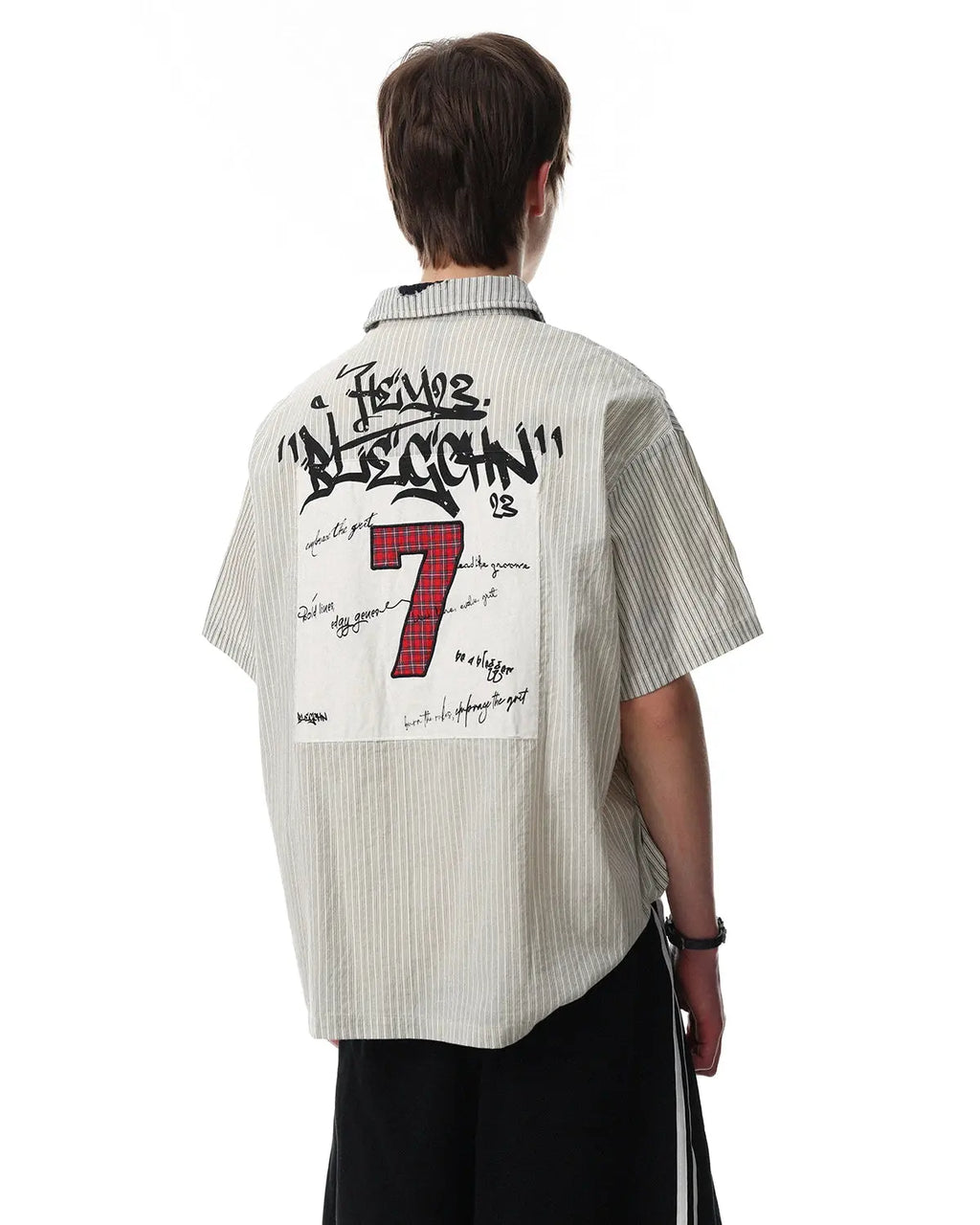 Graffiti Patch Striped Shirts | Flation Streetwear