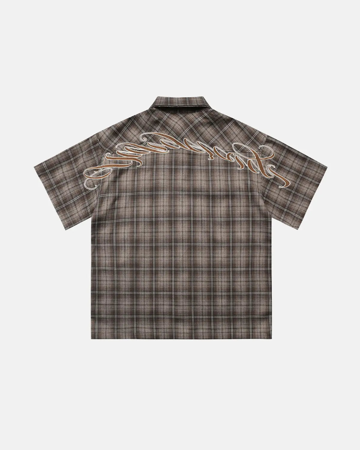 Plaid Script Embroidered Shirt | Flation Streetwear
