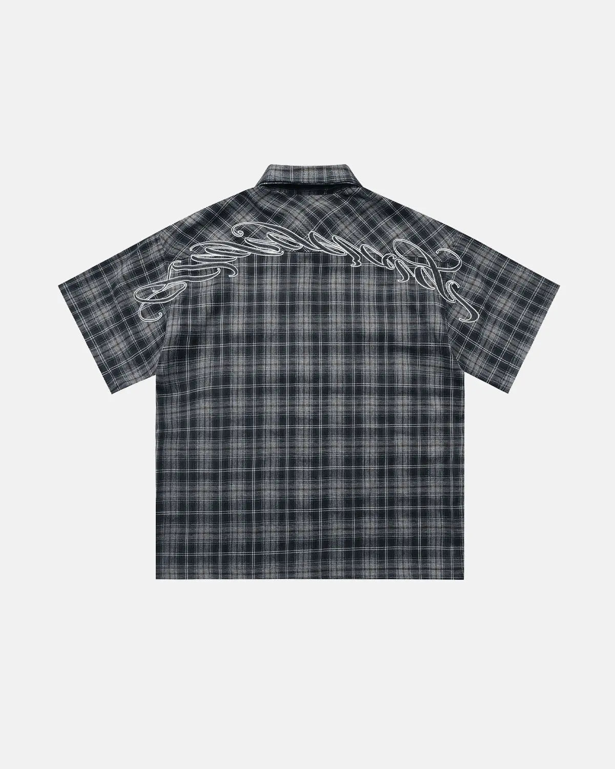 Plaid Script Embroidered Shirt | Flation Streetwear