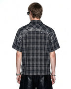 Plaid Script Embroidered Shirt | Flation Streetwear