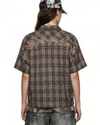 Plaid Script Embroidered Shirt | Flation Streetwear