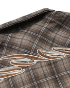 Plaid Script Embroidered Shirt | Flation Streetwear