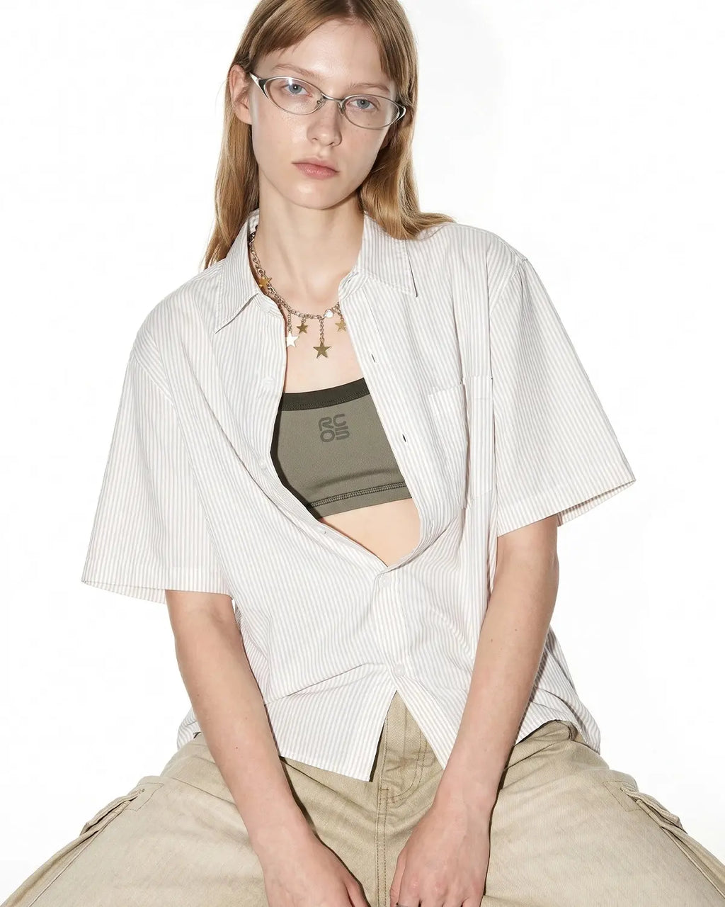 Boxy Striped Short-Sleeve Shirt | Flation Streetwear