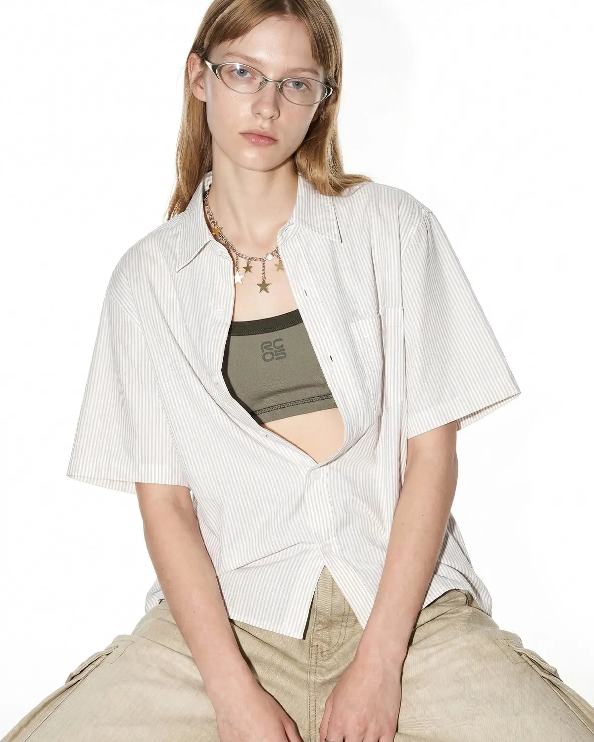 Boxy Striped Short-Sleeve Shirt | Flation Streetwear