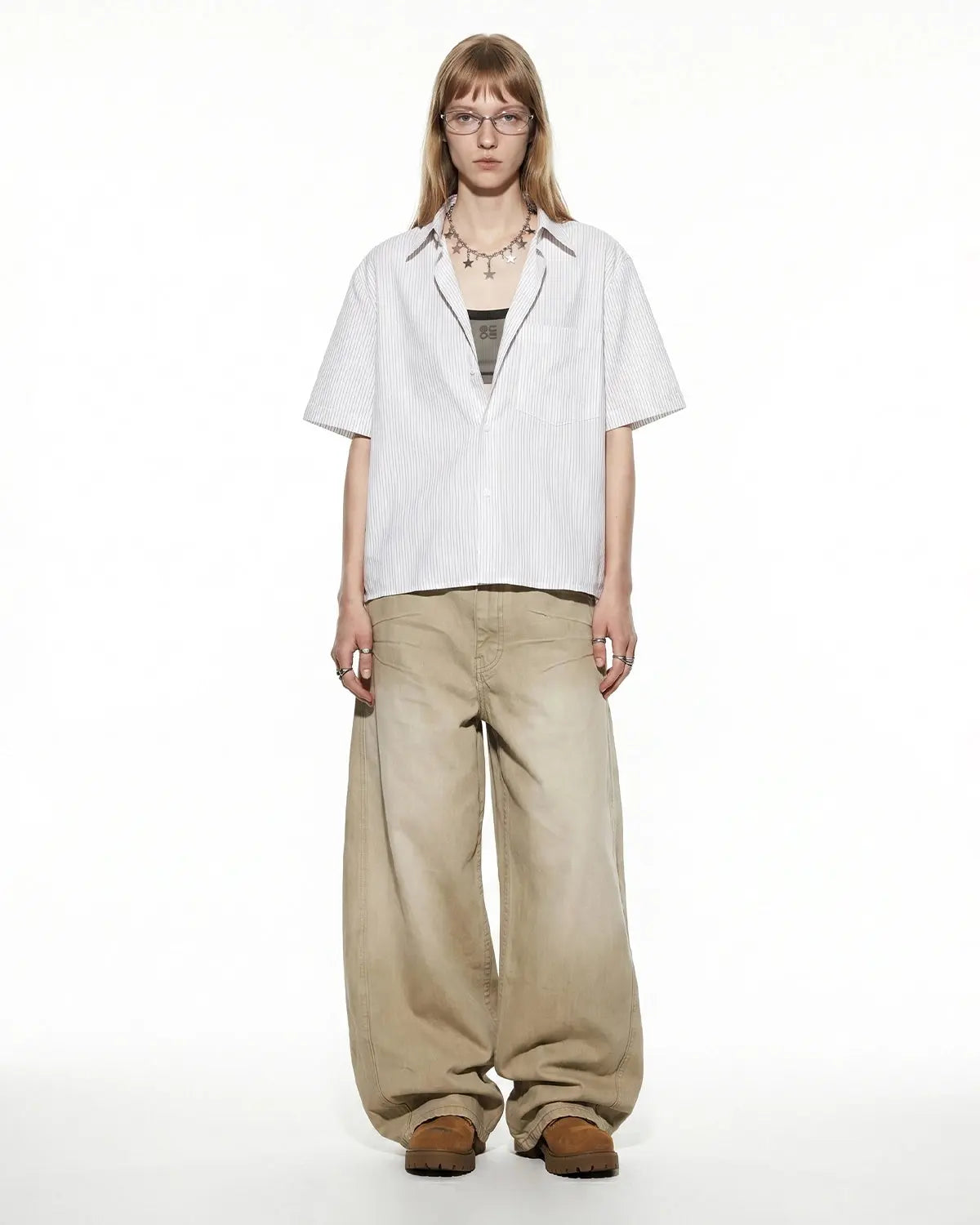 Boxy Striped Short-Sleeve Shirt | Flation Streetwear