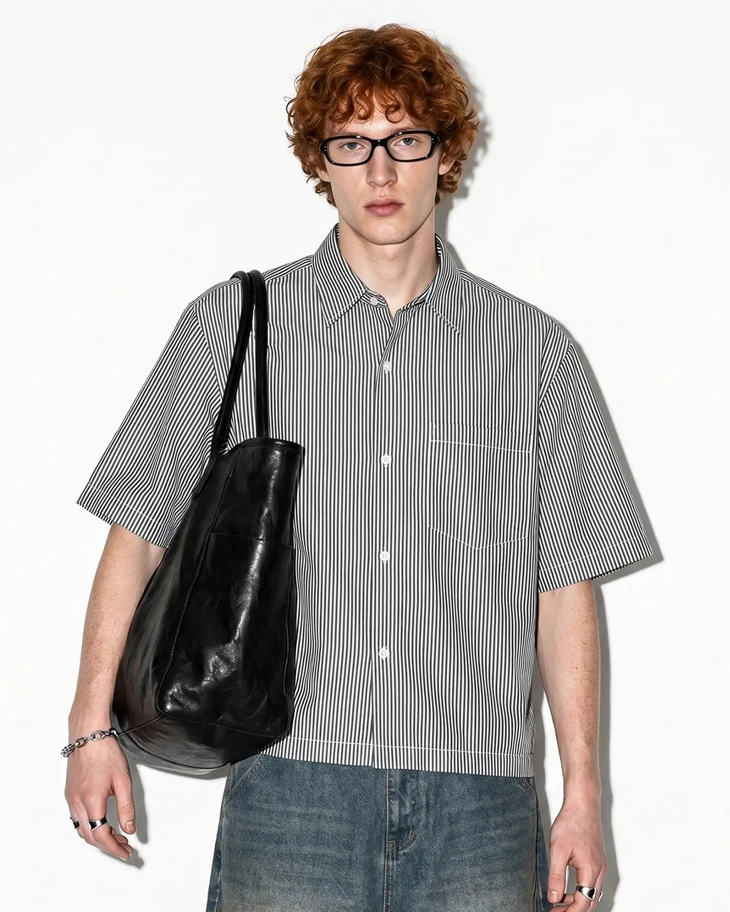 Boxy Striped Short-Sleeve Shirt | Flation Streetwear