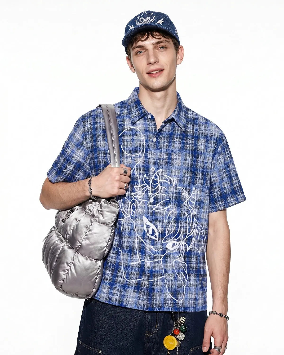 Devil Embroidered Plaid Shirt | Flation Streetwear