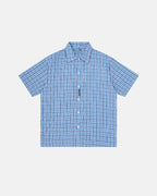 Plaid Script Embroidered Short-Sleeve Shirt | Flation Streetwear