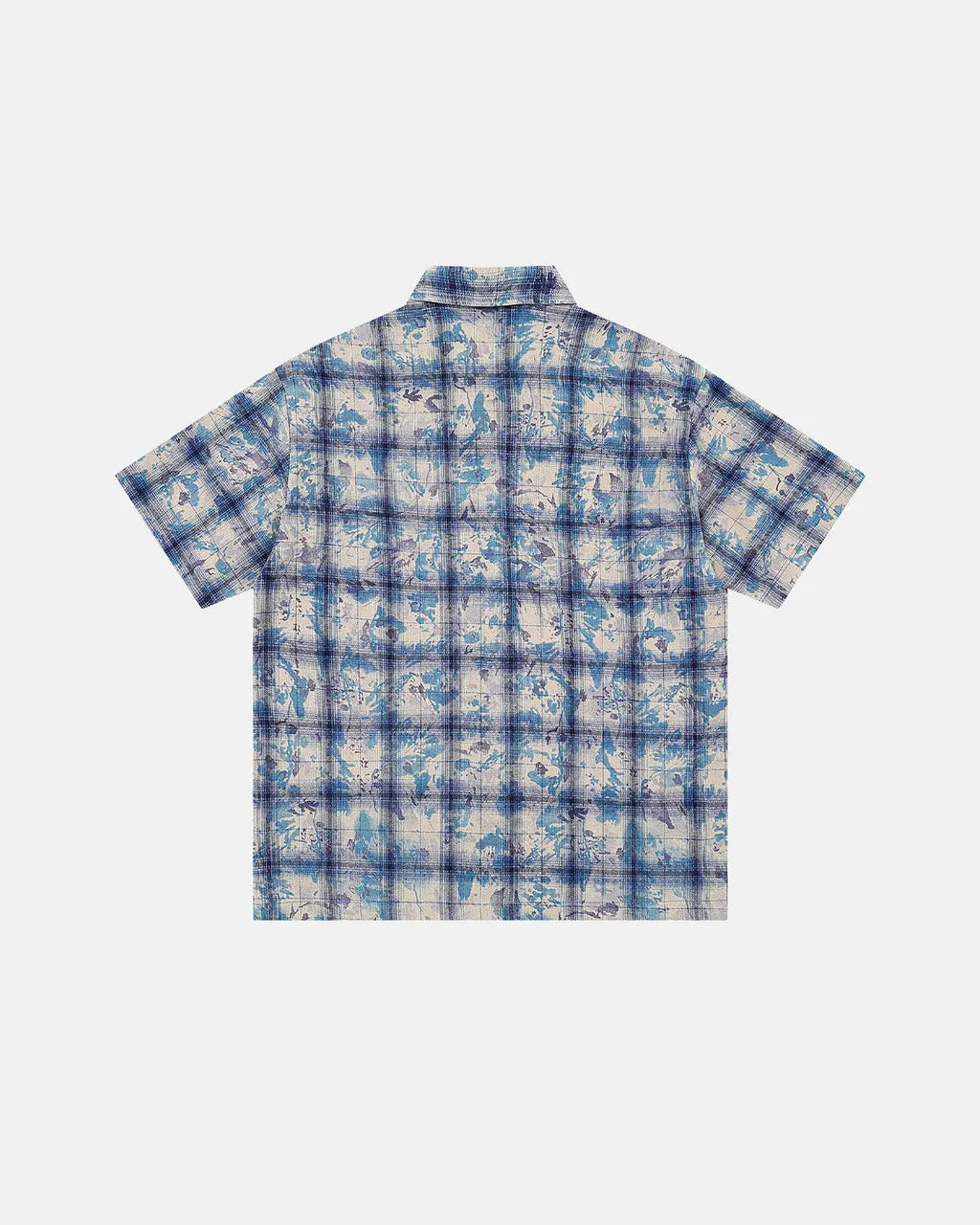 Tie-Dye Plaid Sequin Short-Sleeve Shirt | Flation Streetwear