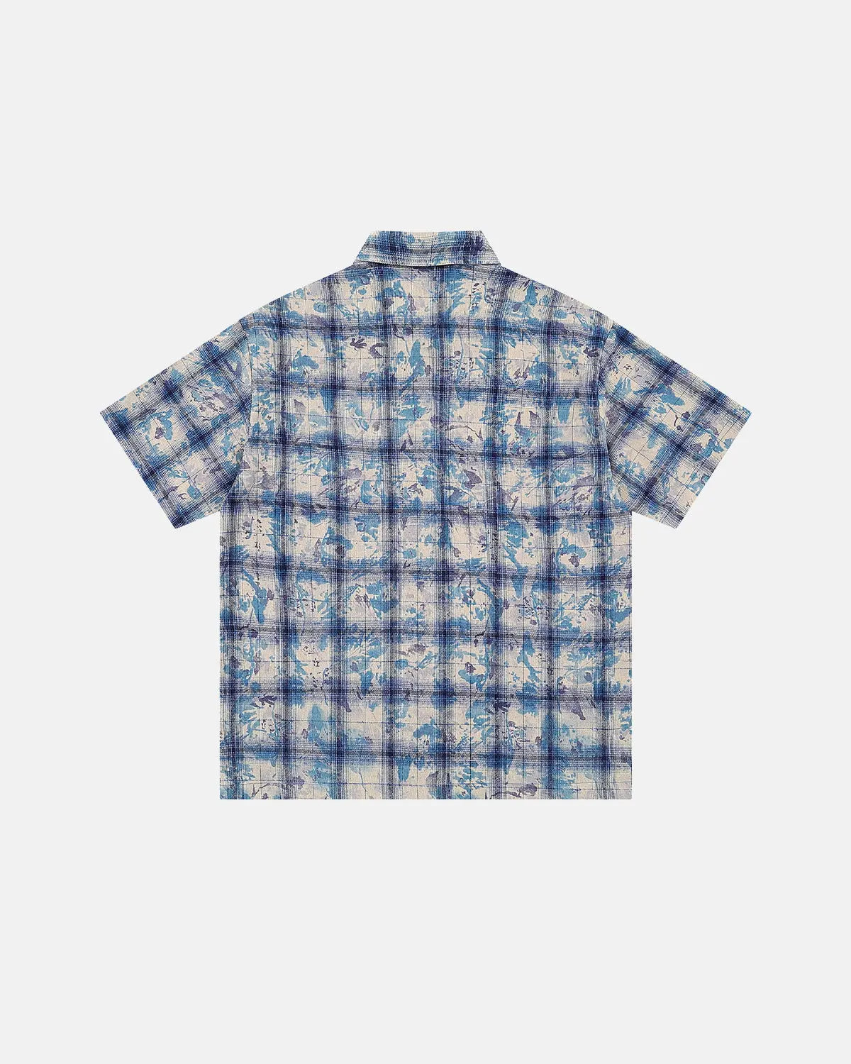 Tie-Dye Plaid Sequin Short-Sleeve Shirt | Flation Streetwear