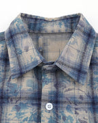 Tie-Dye Plaid Sequin Short-Sleeve Shirt | Flation Streetwear