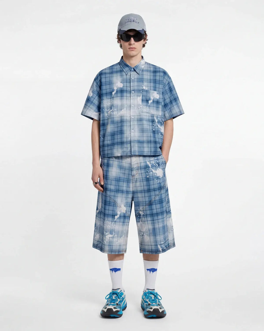 Boxy Tencel Washed Plaid Print Shirt | Flation Streetwear