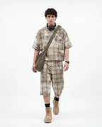 Boxy Tencel Washed Plaid Print Shirt | Flation Streetwear