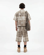 Boxy Tencel Washed Plaid Print Shirt | Flation Streetwear