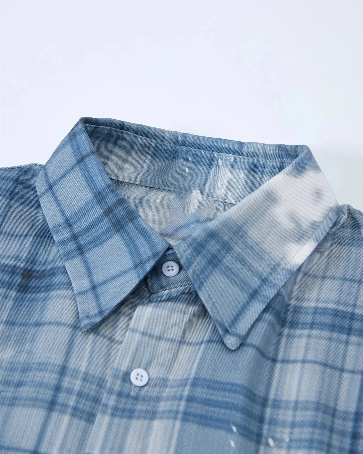 Boxy Tencel Washed Plaid Print Shirt | Flation Streetwear