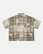 Boxy Tencel Washed Plaid Print Shirt | Flation Streetwear