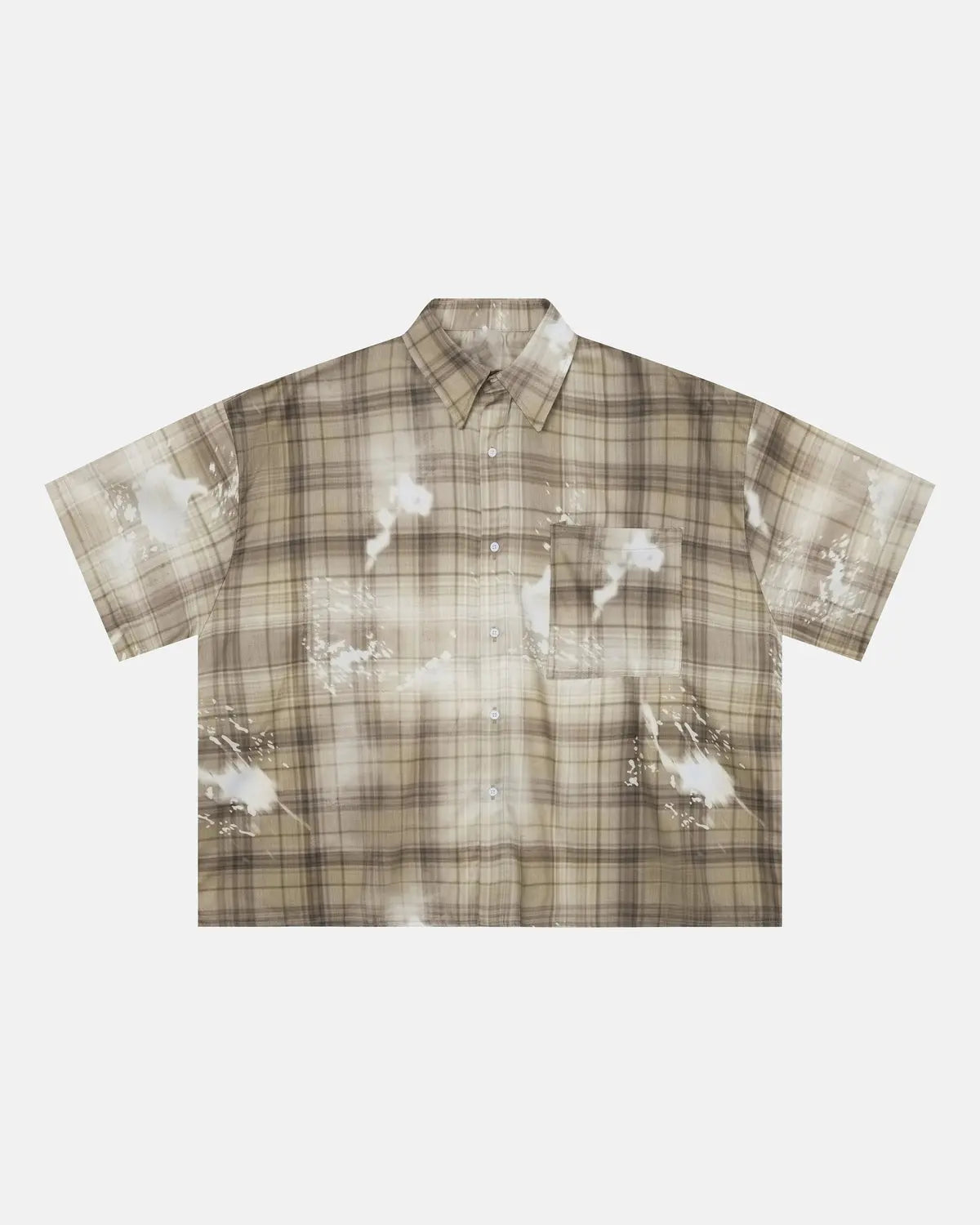 Boxy Tencel Washed Plaid Print Shirt | Flation Streetwear