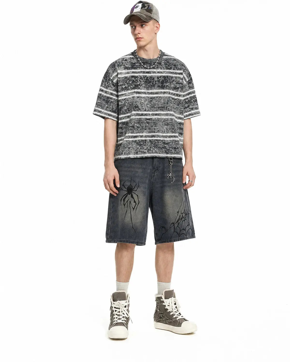 Vintage Washed Striped Boxy T-Shirt | Flation Streetwear