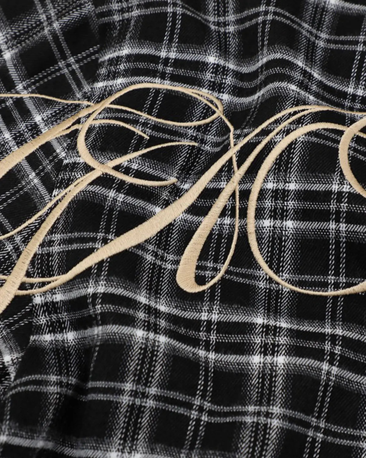 Lettering Embroidery Plaid Shirts | Flation Streetwear