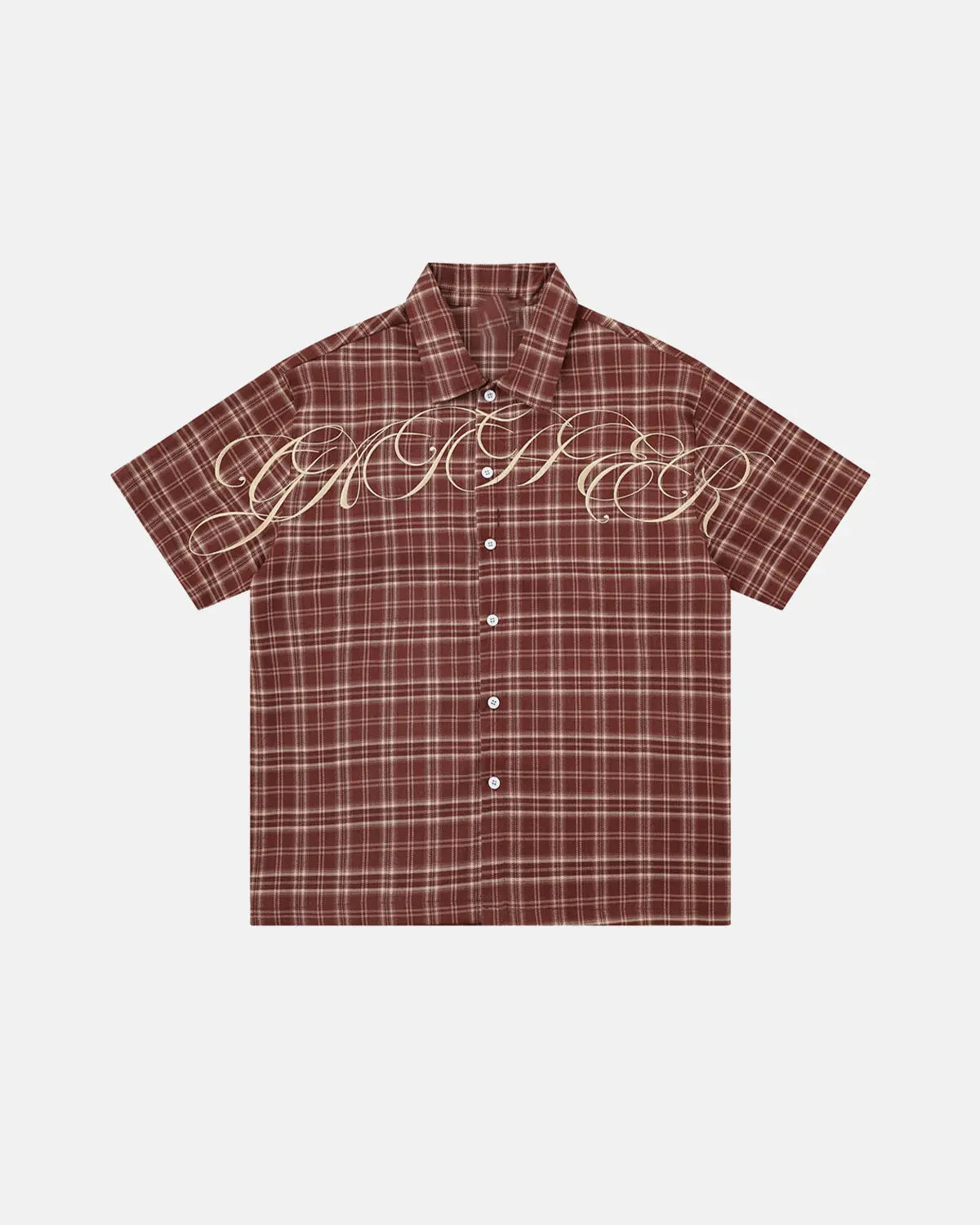 Lettering Embroidery Plaid Shirts | Flation Streetwear