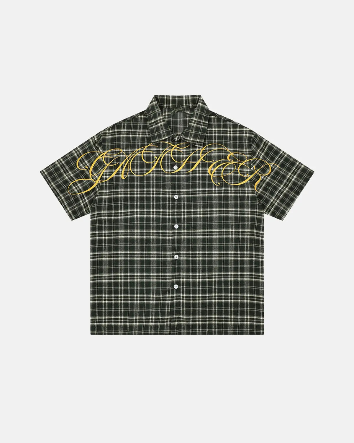 Lettering Embroidery Plaid Shirts | Flation Streetwear
