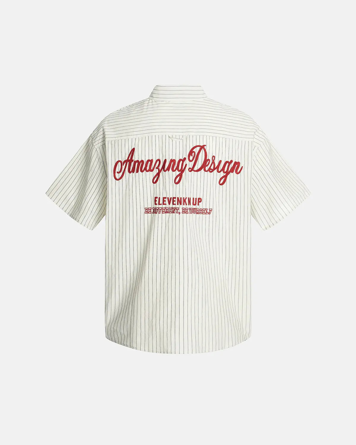 Striped Embroidered Short-Sleeve Shirt | Flation Streetwear