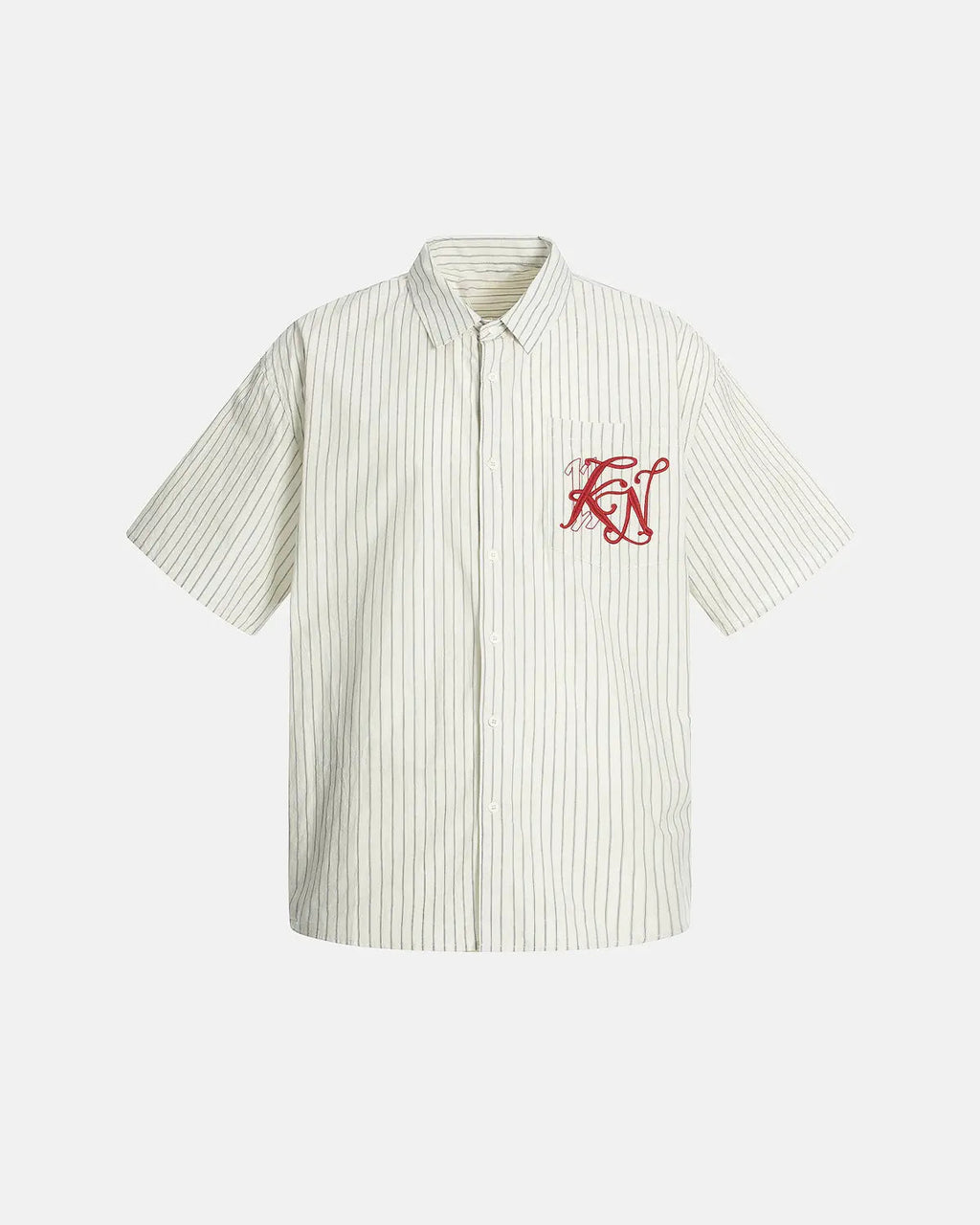 Striped Embroidered Short-Sleeve Shirt | Flation Streetwear