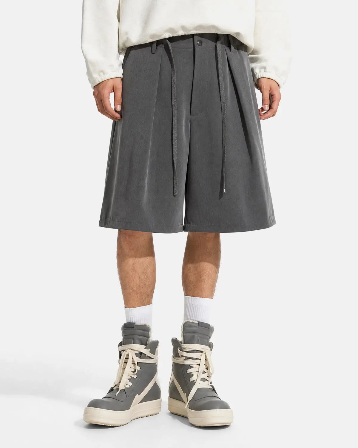 Drawstring Wide-Leg Tailored Shorts | Flation Streetwear