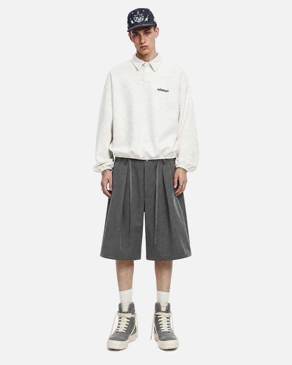 Drawstring Wide-Leg Tailored Shorts | Flation Streetwear