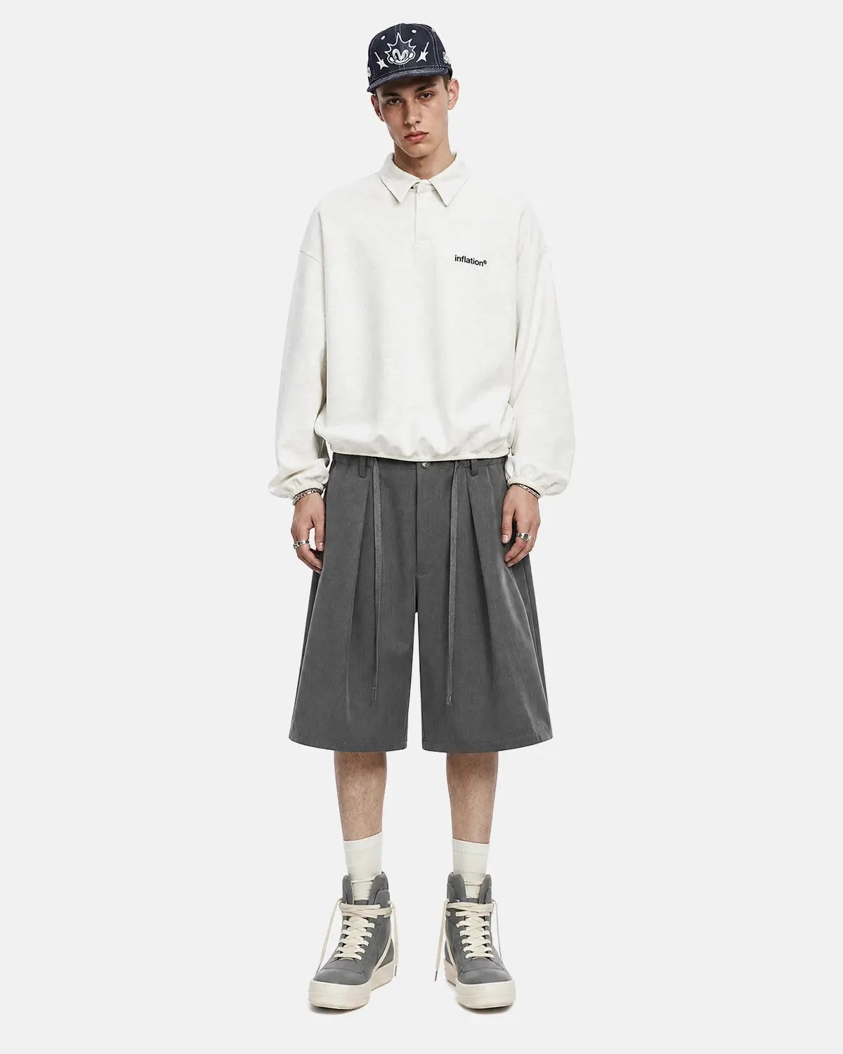 Drawstring Wide-Leg Tailored Shorts | Flation Streetwear