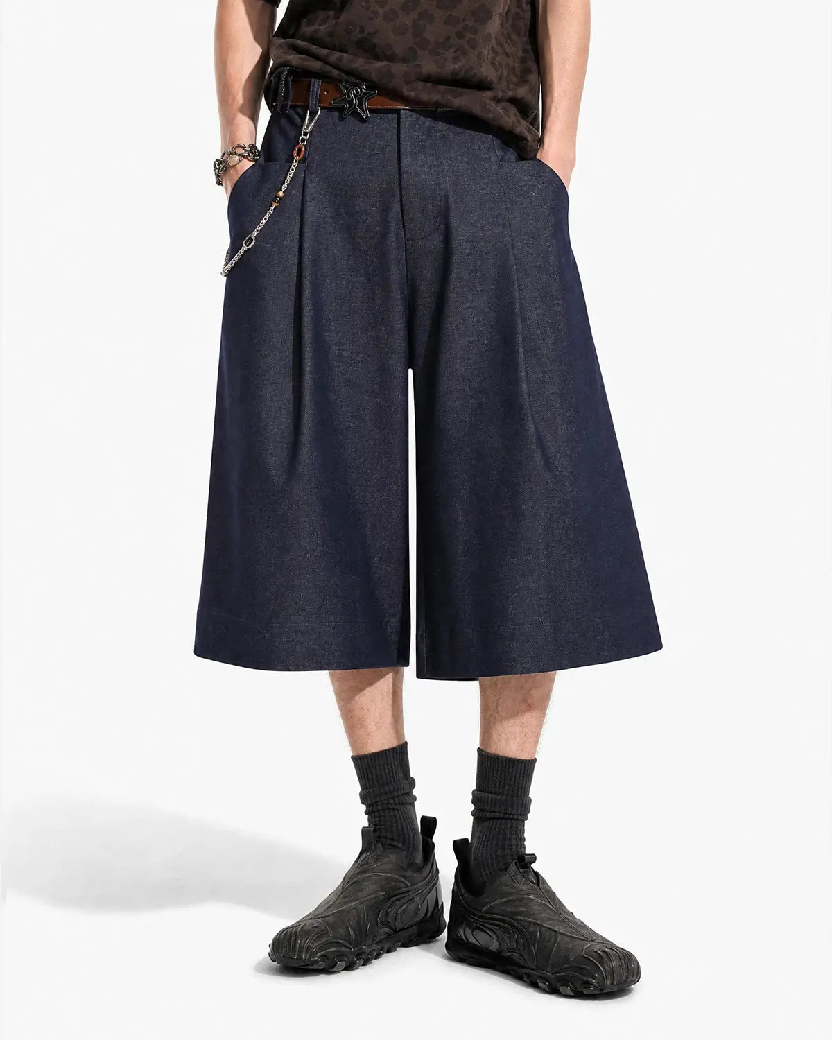 Pleated Wide-Leg Tailored Shorts | Flation Streetwear
