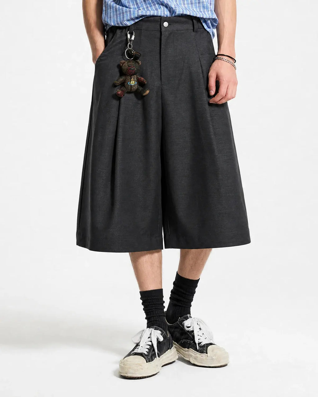 Pleated Wide-Leg Tailored Shorts | Flation Streetwear