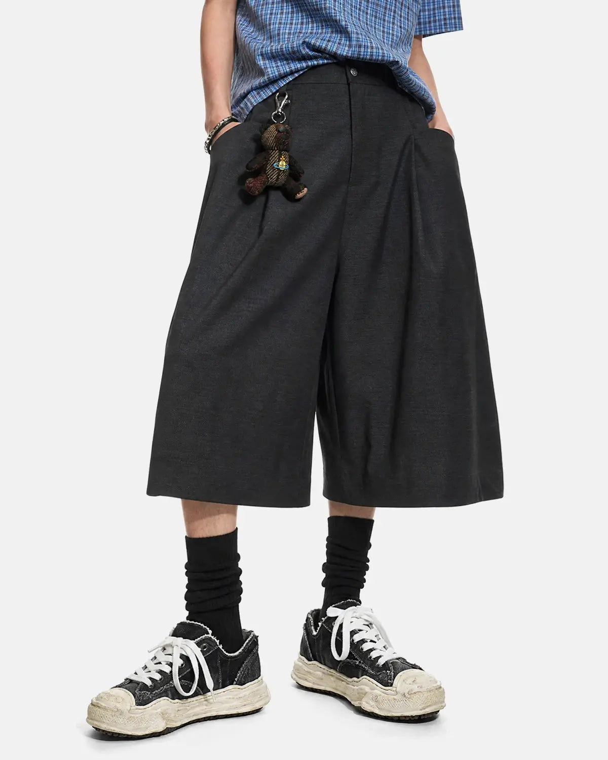 Pleated Wide-Leg Tailored Shorts | Flation Streetwear