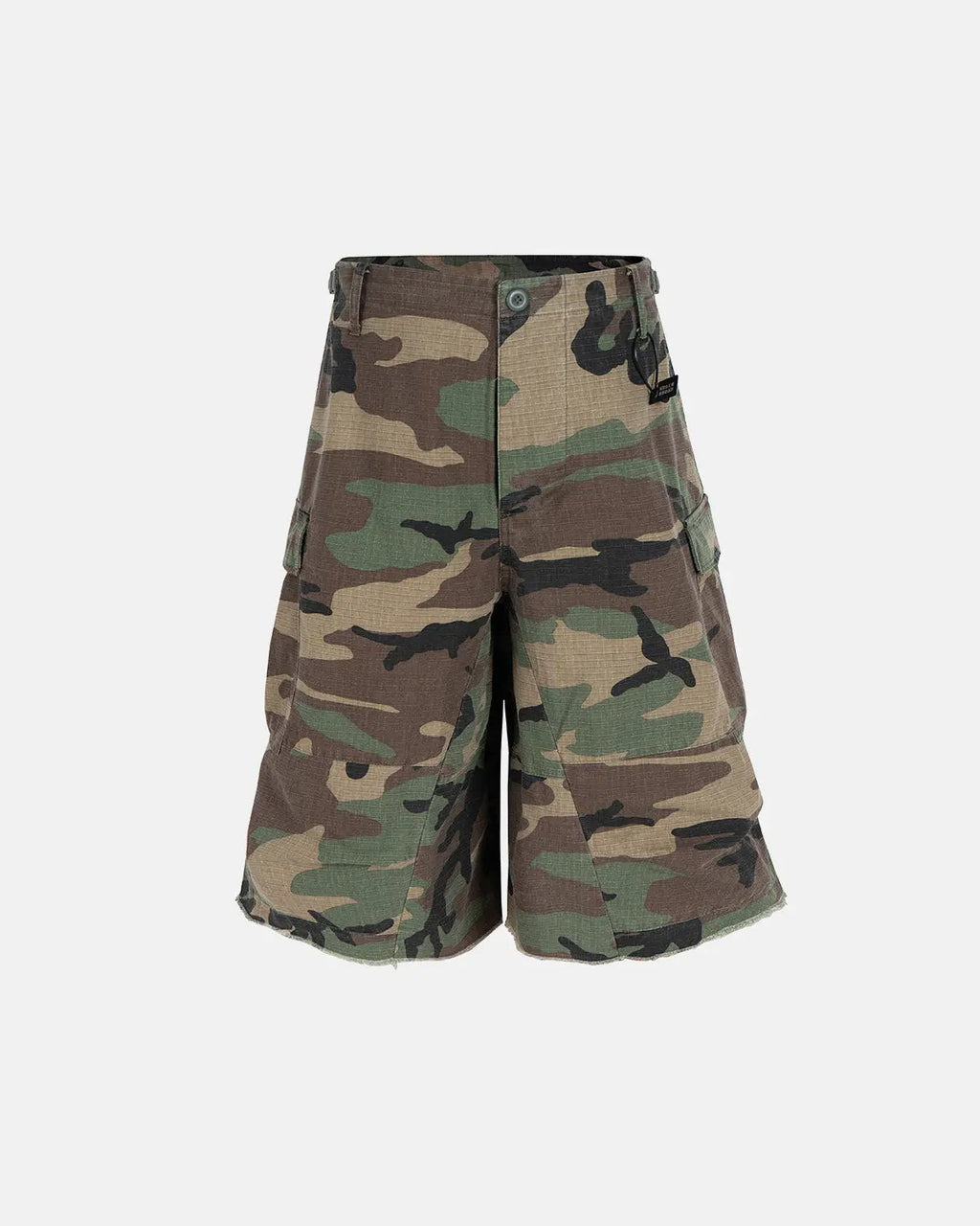 Oversized Camo Cargo Longline Shorts | Flation Streetwear