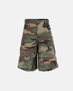 Oversized Camo Cargo Longline Shorts | Flation Streetwear