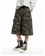 Grey Camo Utility Longline Shorts | Flation Streetwear