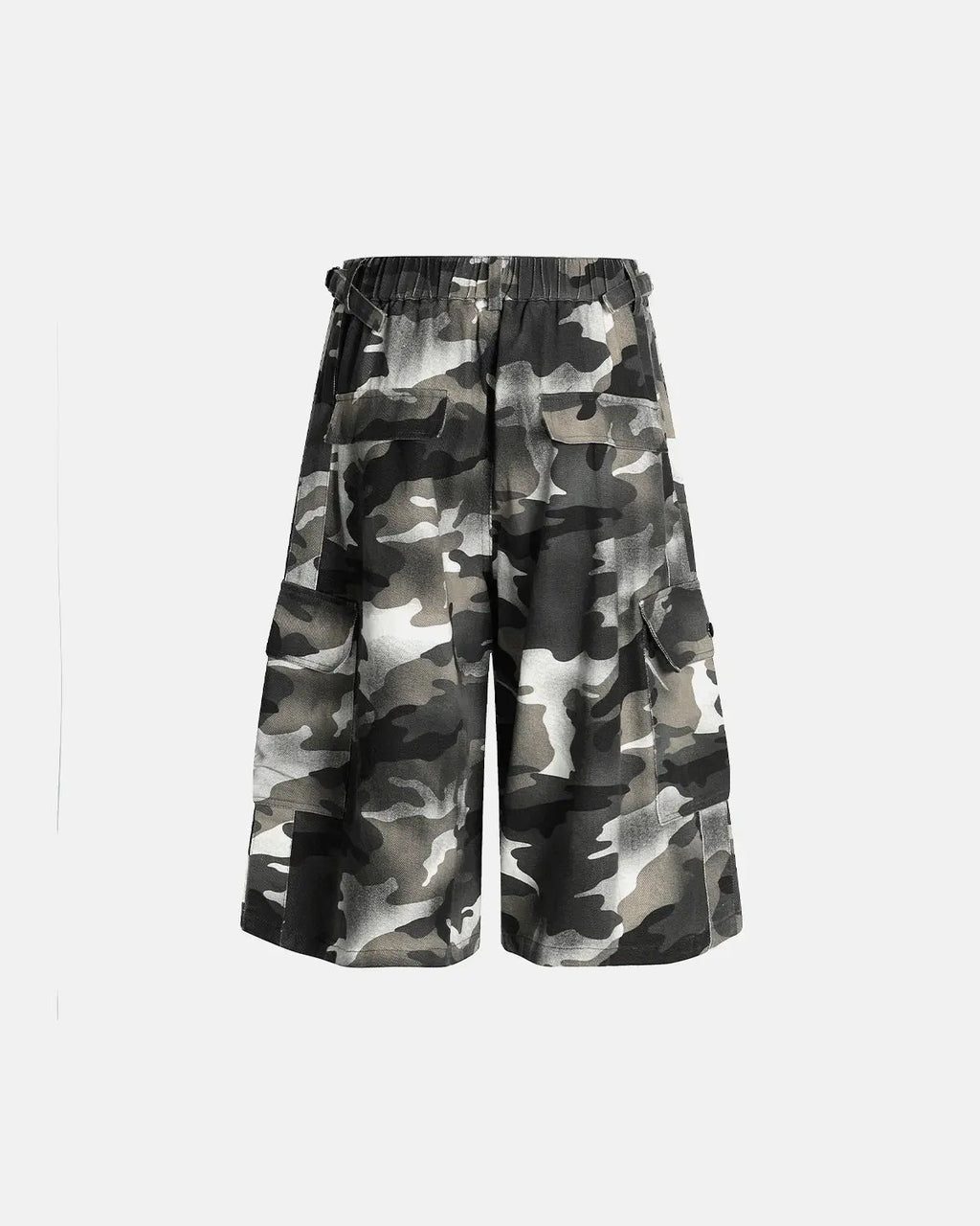 Grey Camo Utility Longline Shorts | Flation Streetwear