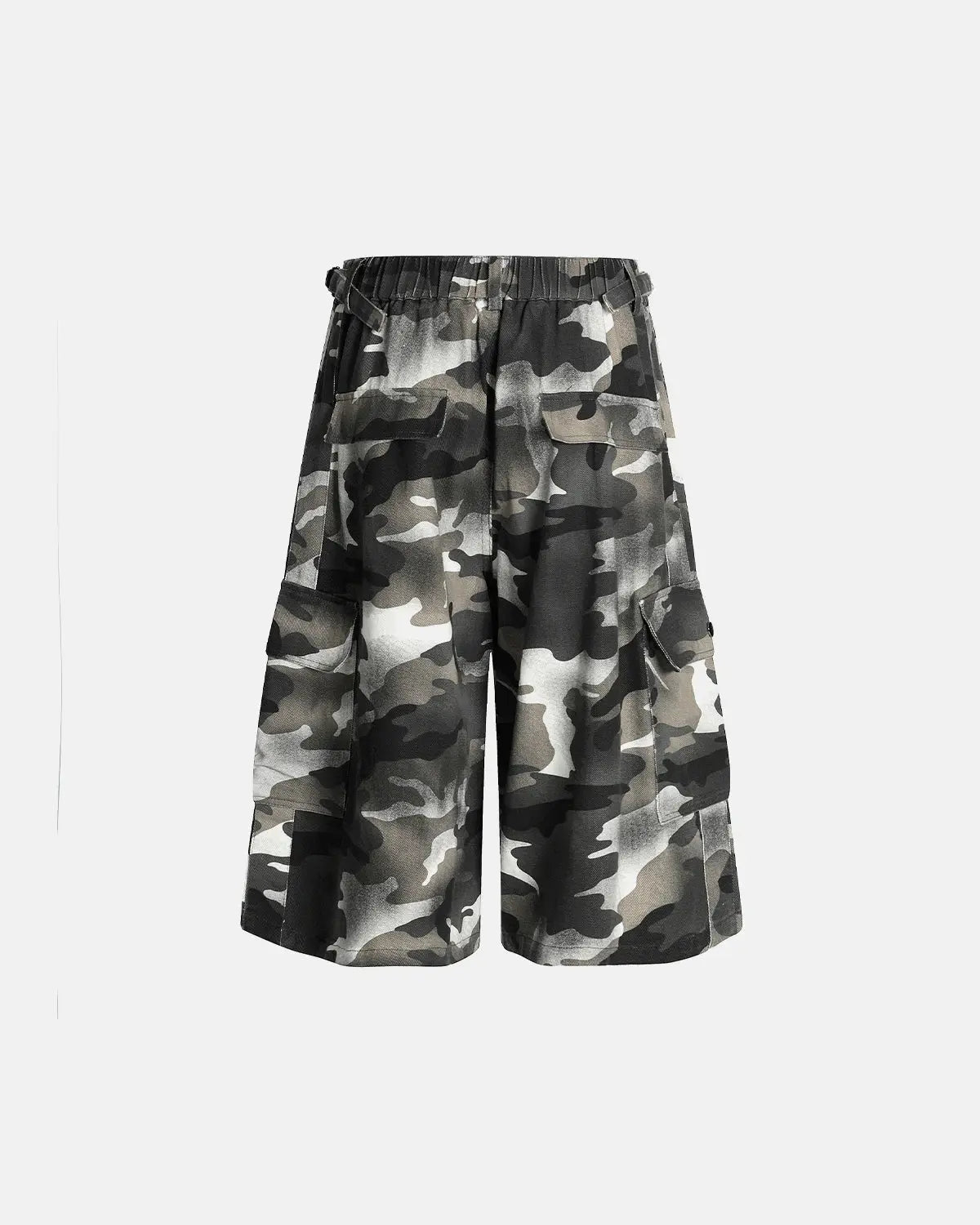 Grey Camo Utility Longline Shorts | Flation Streetwear