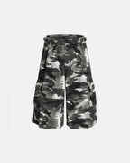 Grey Camo Utility Longline Shorts | Flation Streetwear