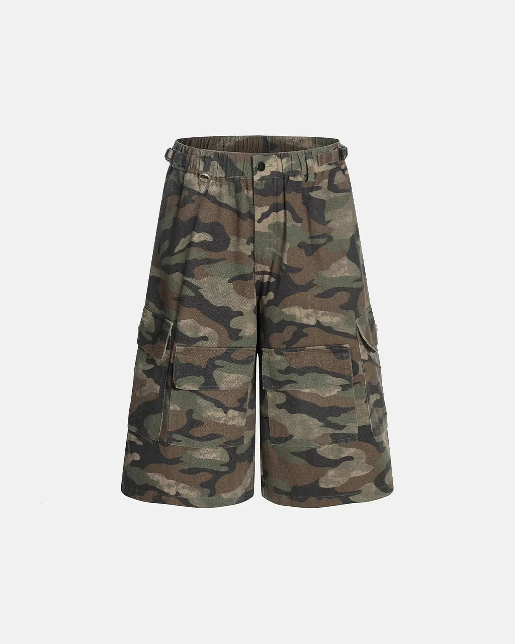 Grey Camo Utility Longline Shorts | Flation Streetwear