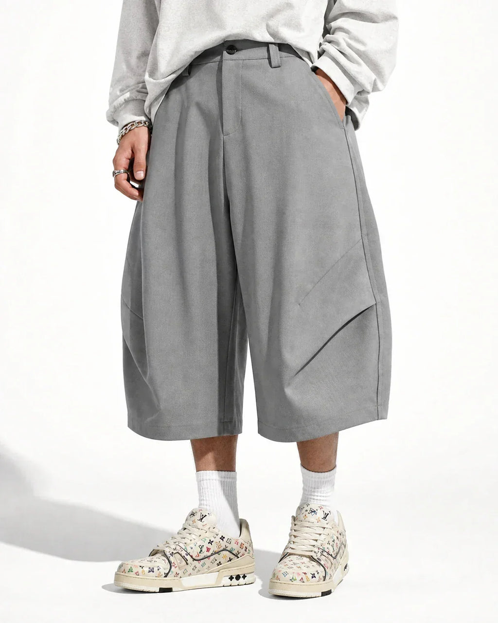 Pleated Barrel Tailored Bermuda Shorts | Flation Streetwear